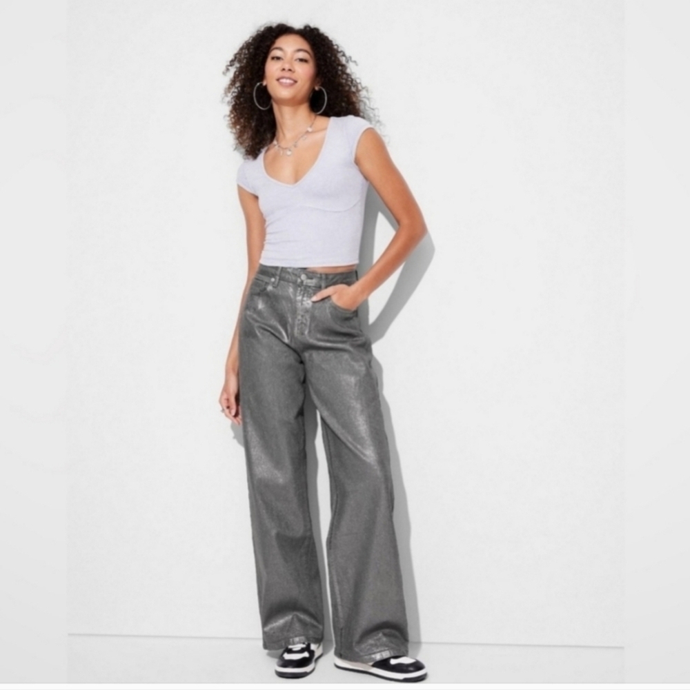 Women's 2 High-Rise Baggy Jeans - Wild Fable Dark Gray 2